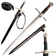 Black Medieval Western Sword with Belts Handmade High Manganese Steel Full Tang. picture