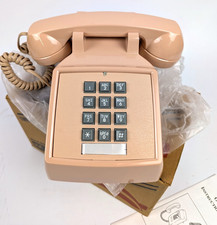 Vtg NEW Pink Beige Salmon Cortelco Push Button Telephone Desk Phone USA picture