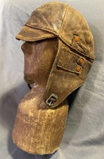 Antique WW1 Period Leather Aviator Flight Pilot Bomber Cap WWI military picture