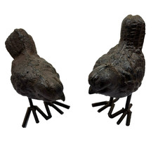 Pair of Rustic Bird Statues Figurine Garden Paperweight Garden Shelf Home Decor picture