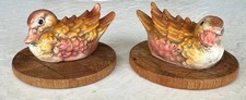 Vintage Ceramic Duck Salt Pepper Shakers Dansk Teak Trivet Decor Set Display Set picture