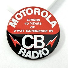 Vintage CB Radio Advertising Pin MOTOROLA Pinback Button 3” 2-Way Promo picture