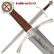Hand-Forged Knights Templar Accolade Sword with Scabbard – Medieval Replica 38