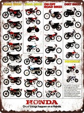 1974 HONDA LINE UP FULL LINE MOTORCYCLE BIKE CT90 Metal Sign 9x12