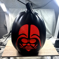 2014 Star Wars Darth Vader Pumpkin Jack-o-Lantern Lights Up Halloween Decor picture