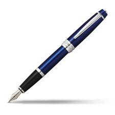 Bailey Blue Lacquer Stainless Steel Medium Nib Fountain Pen - Professional Fo... picture