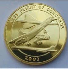 Last Flight Of Concorde 2003 Commemorative Gold Coin Airliner Aeroplane Aviation picture