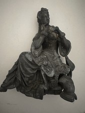 Antique Figural Statue Lady Metal1890s-1920s picture