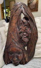 EXQUISITE VTG ANTIQUE Art Deco Mask Rare Tribal Ceremonial HUGE HEAVY 24”GREAT picture