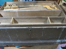 Antique Carpenters Tool Box w 2 Antique Hand Saws picture