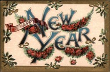New Year's Large Letters Nicely Embossed c1910 Vintage Postcard picture