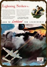 1942 WWII LOCKHEED P-38 Lightning Fighter Airplane DECORATIVE REPLICA METAL SIGN picture