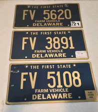 Rare Lot of 3 Vintage Delaware Farm Vehicle License Plate DE Farmer tag picture