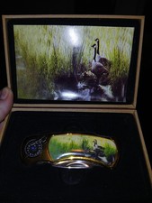 Stainless Steel Lockback Pocketknife Goose Scene, 1 Blade Clip Point w/ Box picture