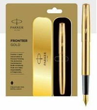 Parker Frontier Gold GT Fountain Ink Pen FP Brand New in Box Sealed Trim NIB picture
