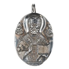 Henryk Winogard vintage 999 sterling silver St Nicholas Icon pendant picture