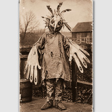 Weird Bird Scarecrow Woman Vintage Photo Print Creepy Oddity Halloween Costume 2 picture