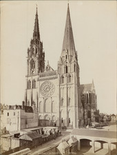 ND. France, Chartres, la cathédrale vintage albumen print. Albumen Print picture