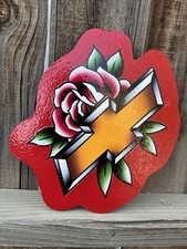 American Traditional Chevy Chevrolet Vintage Truck Handmade Tattoo Sign Artwork picture