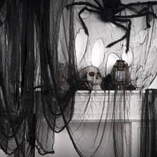 ZYP 410 x 80 Halloween Creepy Cloth Black Spooky Fabric 410“ x 80”, picture