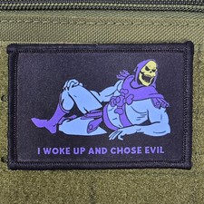 I Woke Up Evil Moral Skeletor 2x3 Tactical Military Patch USA Flag Hook & Loop picture