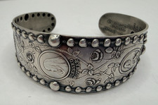 E.J. Towle Sterling Silver Rosary Cuff Blessed Mother St Christopher St Therese picture