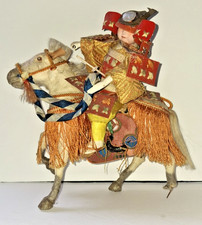 Japanese White Horse Samurai Doll Musha Ningyo Warrior Antique Japan picture