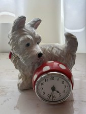 RARE Vintage Mary Engelbreit Westie Dog Shelf Clock Ceramic Polka Dot Ball 2002 picture