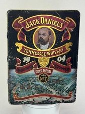 Vintage Jack Daniels Whiskey 1904 Gold Medal Hinged Tin Box St Louis Worlds Fair picture