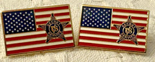 US SECRET SERVICE PINS - US FLAG WITH VINTAGE USSS STAR / LOT OF TWO picture