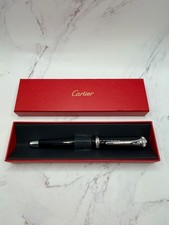 Cartier Black Silver Composite Executive Rollerball Pen Rare AD VIP Gift picture
