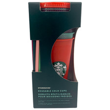 Starbucks Reusable Cold Cups Holiday 2022 Christmas Glitter 5 Pack 24oz picture