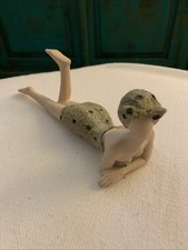 Vintage Bathing Beauty Bisque Figurine Green Moss Suit and Cap picture