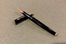 Vintage Parker Premier Fountain Pen Black Lacquer 14K Gold Nib Medium France picture