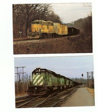 Chicago and Northwestern 4333 & Burlington Northern 7052 old train postcards picture