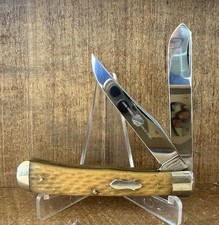 John Primble Queen USA 4 1/8” Trapper Knife Jigged Bone Authorized Reproduction picture