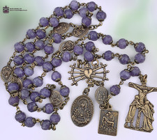 Seven Sorrows Dolores 52 beads Heirloom Chaplet | Heritage Bronze| Purple Jade picture