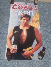 vintage coors light poster Muscle Hunk Surfer 1992 NOS Official Sexy Guy picture