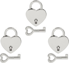 3 Pcs Heart Shaped Locks - Silver Metal Heart Padlocks with Key for Jewelry Stor picture