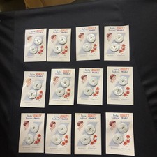 12 Vintage Lady Fashion Quality Pearls White Swirl Shank Button Cards NOS 10¢ picture