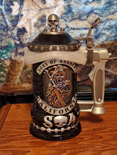 The Bradford Exchange Sons of Anarchy Sculpted Lidded Stein Beer Mug Skull Lid picture
