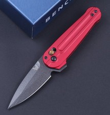 Small Red Aluminum Handle Spear Black Blade Tactical Pocket Knife Axis Lock picture