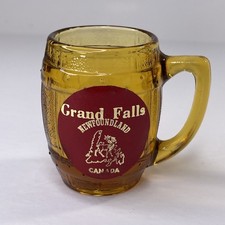 Vintage Grand Falls Newfoundland Canada Shot Glass Amber Barrel Mug Style picture