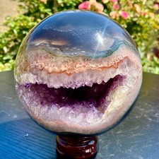 5.5LB  Polished Purple Amethyst Agate Sphere Gemstone Crystal Ball Reiki M picture