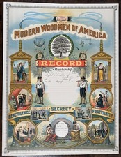ORIG. Antique Modern Of Woodmen America Forester Fraternal Lithograph Poster MWA picture