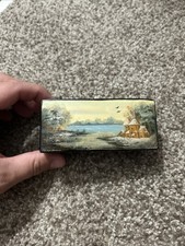 Ukrainian lacquer miniature box “cabin Lake Getaway Hand made in Ukraine picture