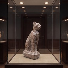 Authentic Ancient Egyptian Antiques Bastet Cat Statue Seated Feline Artifact BC picture
