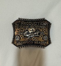 Trophy Rodeo Champion Belt Buckle Team Roper Roping Header Heeler picture