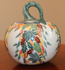 BOLESLAWIEC POLISH POTTERY UNKIKAT DESIGNS AUTUMN LEAF PATTERN PUMPKIN picture
