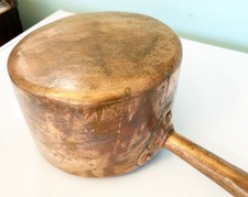 Antique Copper Pot Pan w Brass Handle d 8